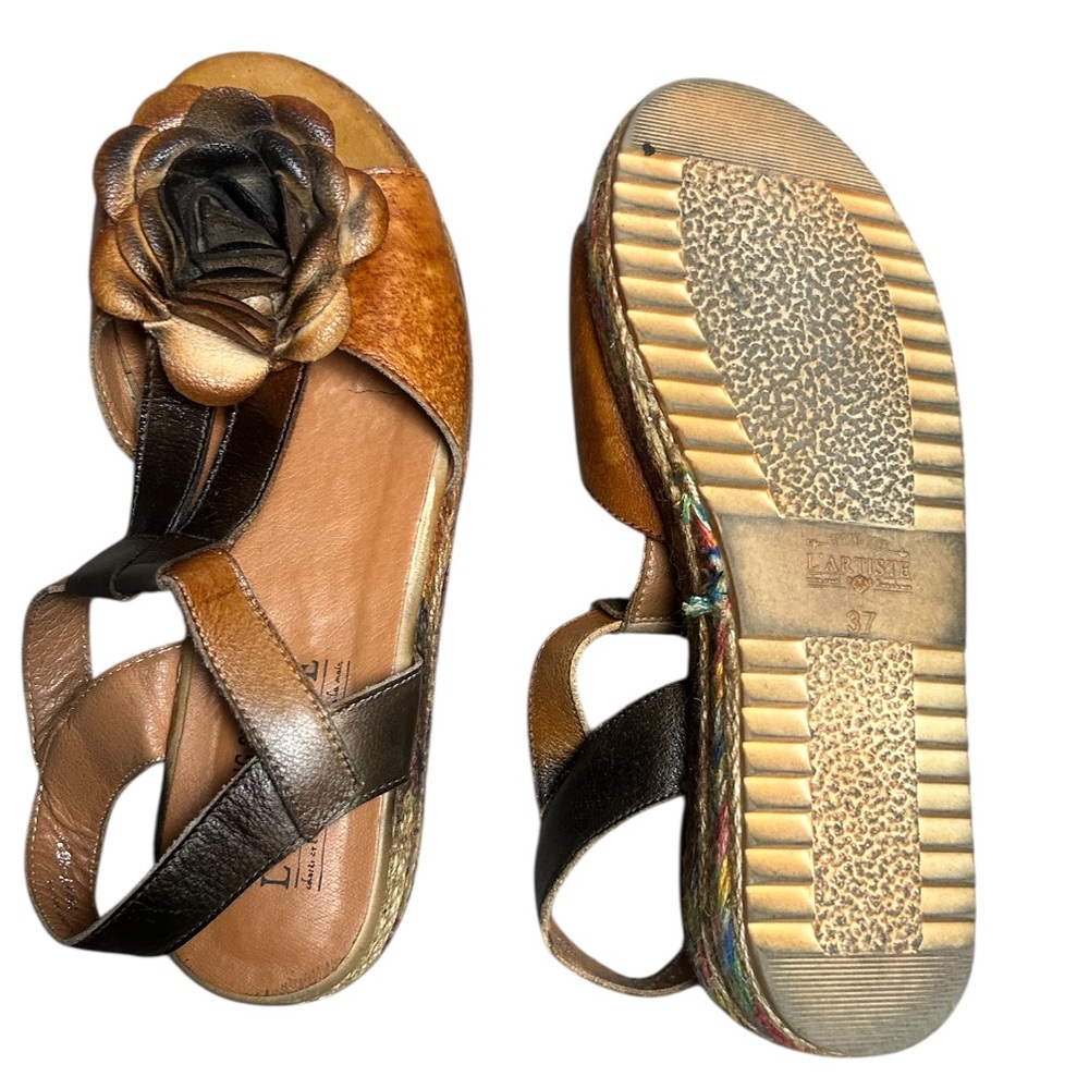 L'Artiste by Spring Step Platform Wedges Sandals Tempest Size 37 US 6.5 - Picture 5 of 6
